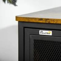 PawHut Wooden Cat Crate, Furniture Style Dog Cage, Puppy Kennel Indoor, End Table Pet House with Cushion and Sliding Doors, Rustic Brown(m-8)