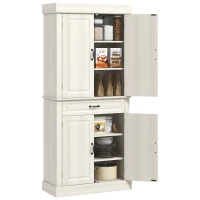 HOMCOM 71" Freestanding Kitchen Pantry Cabinet, Tall Storage Cabinet with 4 Doors and Drawer for Dining Room, White(m-1)