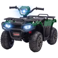 Aosom 12V Electric Toy Car with Forward Backward Function, Music, LED Headlights, for Ages 3-5 Years, Green(m-11)