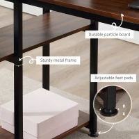 HOMCOM 5 Tier Versatile L-Shaped Computer Desk, Writing Table with Display Shelves and Metal Frame, Space-Saving for Study, Home Office, Walnut(m-5)