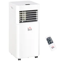 HOMCOM 8000 BTU Mobile Air Conditioner for Cooling and Dehumidifying, Remote Control, 24H Timer, LED Display, White(m-1)