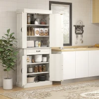 HOMCOM 71" Freestanding Kitchen Pantry Cabinet, Tall Storage Cabinet with 4 Doors and Drawer for Dining Room, White(m-7)