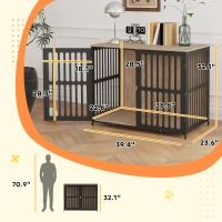 PawHut 39" Dog Crate Furniture w/ Anti-Chew Resistant Mesh, Anti-Escape Single Door, for Large Dogs, Walnut Brown(m-3)
