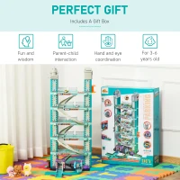 Qaba City Garage Playset with 98 Pieces Accessories Set, 6-Level Car Parking Playsets Toy with Manual and Electric Elevators Wash, Gas, Ejector & Car Repair Station, Gifts for Kids Ages 3-6 Years Old(m-6)