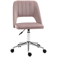 Vinsetto Modern Mid Back Office Chair with Velvet Fabric, Swivel Computer Armless Desk Chair with Hollow Back Design for Home Office, Pink(m-11)