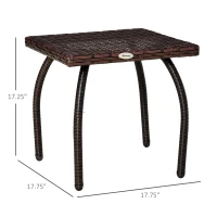 Outsunny Outdoor PE Wicker Side Table, Small Square Rattan End Table, All-Weather Material Coffee Table for Garden, Balcony, Backyard, Brown(m-3)
