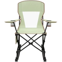 Outsunny Outdoor Rocking Chair Folding Camping Chair Portable Rocker with Armrests, Side Cup Holders, & Carry Bag, Green(m-11)
