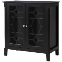 HOMCOM Sideboard Buffet Cabinet, Kitchen Storage Cabinet, Double Glass Door Accent Cabinet with Adjustable Shelves, Espresso(m-11)
