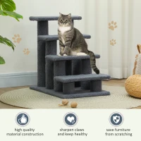 PawHut 25" 4-Step Multi-Level Carpeted Cat Scratching Post Pet Stairs, Gray(m-6)