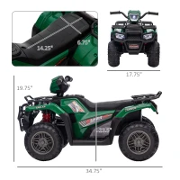 Aosom 12V Electric Toy Car with Forward Backward Function, Music, LED Headlights, for Ages 3-5 Years, Green(m-3)