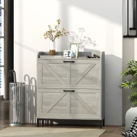 HOMCOM Shoe Cabinet Organizer with 2 Flip Drawers, Legs, Narrow Shoe Storage Cabinet for Entryway, Hallway, Light Gray(m-10)