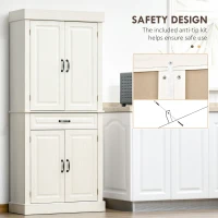 HOMCOM 71" Freestanding Kitchen Pantry Cabinet, Tall Storage Cabinet with 4 Doors and Drawer for Dining Room, White(m-5)