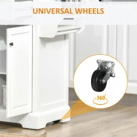 HOMCOM Rolling Kitchen Island with Storage, Kitchen Cart with Stainless Steel Top, Spice Rack & Drawers, White(m-5)