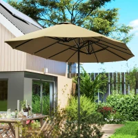 Outsunny 13 ft. Extra Large Patio Umbrella with Easy Crank Handle, Vents for Outdoor, Patio, UPF30+, Coffee(m-9)