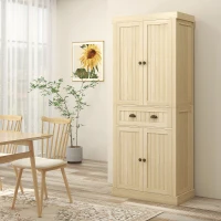 HOMCOM 72" Kitchen Cabinet, Kitchen Pantry Cabinet with 4 Doors, 2 Adjustable Shelves and Drawer, Nature Wood(m-10)