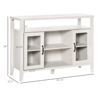 HOMCOM Farmhouse Sideboard Buffet Cabinet, Coffee Bar Cabinet with Storage Shelves, Kitchen Cabinet with 2 Framed Glass Doors and Anti-Topple, White(m-3)
