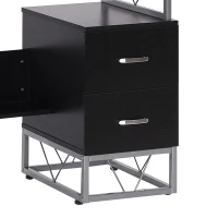 HOMCOM 52" Modern Computer Desk with Storage Shelves and Drawers, Home Office Desk, Study Workstation with CPU Stand, Black(m-9)