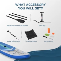 Soozier Inflatable Stand Up Paddle Board Ultra-Light Yoga SUP with Non-Slip Deck Pad, Premium Accessories, Waterproof Bag, Safety Leash and Hand Pump for Surfing, Touring and Fishing, Blue(m-4)