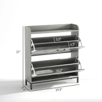 HOMCOM Shoe Cabinet Organizer with 2 Flip Drawers, Legs, Narrow Shoe Storage Cabinet for Entryway, Hallway, Light Gray(m-3)