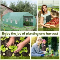 Outsunny 20' x 10' x 7' Outdoor Walk-in Greenhouse, Tunnel Green House with Roll-up Windows, Zippered Door, PE Cover, Heavy Duty Steel Frame, Green(m-7)