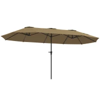 Outsunny 13 ft. Extra Large Patio Umbrella with Easy Crank Handle, Vents for Outdoor, Patio, UPF30+, Coffee(m-1)