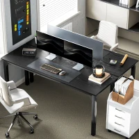 HOMCOM 71" Computer Desk, Desktop Desk with Metal Legs, Black(m-2)