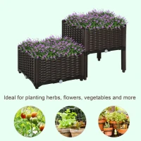 Outsunny 2-Piece Raised Garden Bed with Legs, Self-Watering Planter Box Raised Bed to Grow Flowers, Herbs & Vegetables, Brown(m-4)