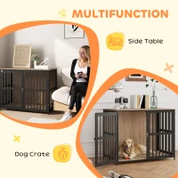 PawHut 39" Dog Crate Furniture w/ Anti-Chew Resistant Mesh, Anti-Escape Single Door, for Large Dogs, Walnut Brown(m-4)