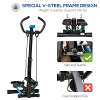 Soozier Twist Stepper Machine with Resistance Bands, Adjustable Workout Fitness Equipment with Handle Bar and LCD Display for Home Gym Exercise(m-4)