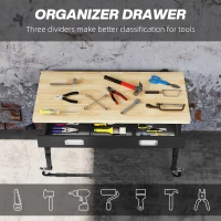 HOMCOM 47" Work Bench with Drawer with Drawer, Black/Natural(m-7)