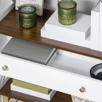 HOMCOM 4-Tier Shelving Bookcase Storage Cupboard with Pull Out Drawer, and Wooden Frame with X Bar Stability, White(m-8)