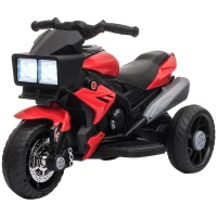 Aosom 6V Kids Motorcycle Toddler Ride-on Toy, High-Traction Battery-Operated Mini Electric Motorbike with Forward/Reverse Switch, Music, Headlights, Horn, Red(m-11)