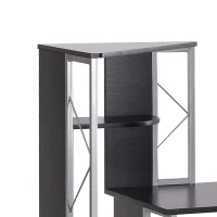 HOMCOM 52" Modern Computer Desk with Storage Shelves and Drawers, Home Office Desk, Study Workstation with CPU Stand, Black(m-7)