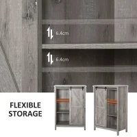 HOMCOM Farmhouse Accent Cabinet, Kitchen Cupboard Storage Cabinet with Barn Door and Adjustable Shelf, Gray Oak(m-5)