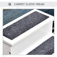 PawHut 3 Step Wooden Carpeted Non Slip Pet Stairs Ramp for Cats and Small Dogs - White(m-6)