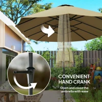 Outsunny 13 ft. Extra Large Patio Umbrella with Easy Crank Handle, Vents for Outdoor, Patio, UPF30+, Coffee(m-5)