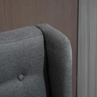 HOMCOM Wingback Double Sofa Linen Fabric Upholstery Button Tufted Loveseat Armless Couch Modern Contemporary Living Room Settee with Wood Legs, Gray(m-7)