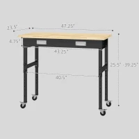 HOMCOM 47" Work Bench with Drawer with Drawer, Black/Natural(m-3)