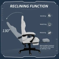 Vinsetto High Back PU Leather Gaming Chair, Racing Computer Chair with Swivel Wheels, Retractable Footrest, Headrest, Lumbar Support, and Armrest, White and Pink(m-5)