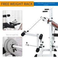 Soozier Multi-Exercise Full-Body Weight Rack with Bench Press, Leg Extension, Chest Fly Resistance Band & Preacher Curl(m-6)
