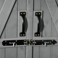 Outsunny Outdoor Storage Cabinet Wooden Garden Shed Utility Tool Organizer with Waterproof Asphalt Rood, Lockable Doors, 3 Tier Shelves for Lawn, Backyard, Gray(m-8)