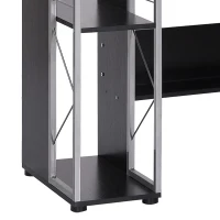 HOMCOM 52" Modern Computer Desk with Storage Shelves and Drawers, Home Office Desk, Study Workstation with CPU Stand, Black(m-8)