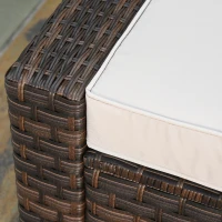 Outsunny 5pc Patio Furniture Set, All Weather PE Rattan Conversation Chair and Ottoman Set w/ Table, Cushion Pillows, Beige(m-9)