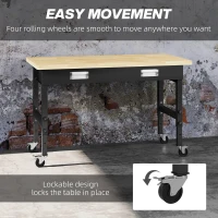 HOMCOM 47" Work Bench with Drawer with Drawer, Black/Natural(m-4)