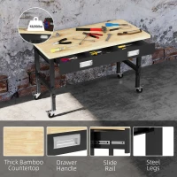 HOMCOM 47" Work Bench with Drawer with Drawer, Black/Natural(m-6)