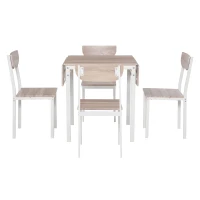 HOMCOM Modern Dining Table Set for 4, 5-Piece Kitchen Table Set, Rectangular Extendable Dining Table with 2 Drop Leaf, 4 Chairs for Kitchen, Dining Room, Dinette, Breakfast Nook, White(m-11)