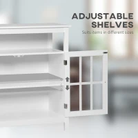 HOMCOM Sideboard Buffet Cabinet with Open Shelf, Glass Doors and Adjustable Shelf, Accent Cabinet for Kitchen, Living Room, White(m-5)