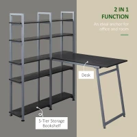 HOMCOM 5 Tier Versatile L-Shaped Computer Desk, Writing Table with Display Shelves and Metal Frame, Space-Saving for Study, Home Office, Black(m-7)