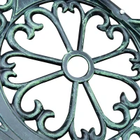 Outsunny Outdoor Bench, Cast Aluminum Outdoor Furniture, Metal Bench with Floral Rose Accent & Antique Finish, Green(m-8)