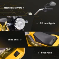 Aosom Electric Motorcycle for Kids, 6V Battery Powered Ride-On Dirt Bike 3-Wheels Motorbike with Horn Headlights Realistic Sounds Speed for 18 - 36 Months Yellow(m-5)